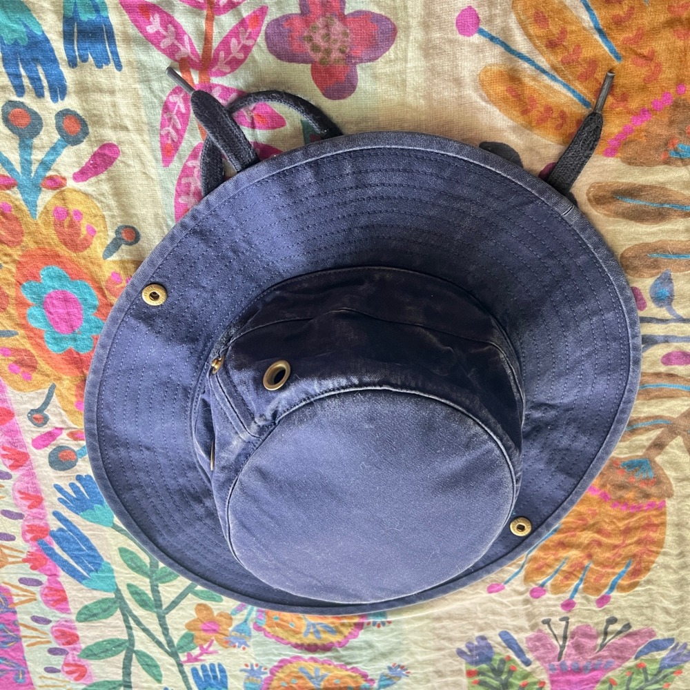 Tilley Endurables Cotton Duck Hat Mens 7 5/8 Wide Brim Snap Up Navy Blue - Picture 5 of 14